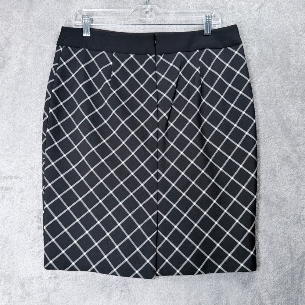 The Limited Pencil Skirt Womens 12 Black White Plaid Grid Career Back Zip Lined - Picture 3 of 11